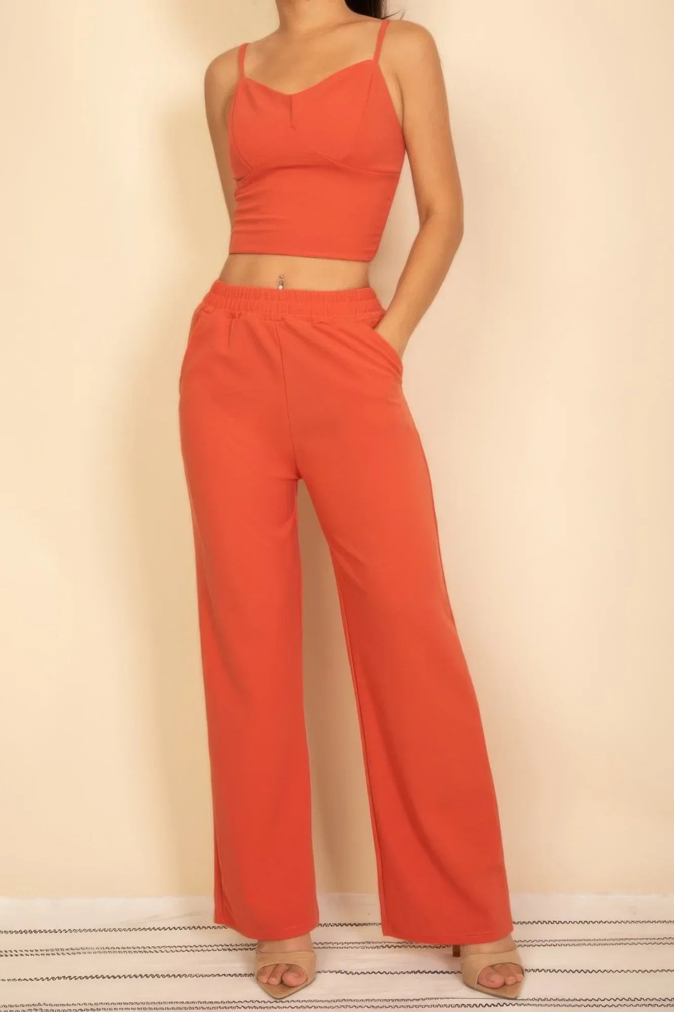 Spaghetti Strap Bralette Top & Wide Leg Pants Set | Mixtshop LLC