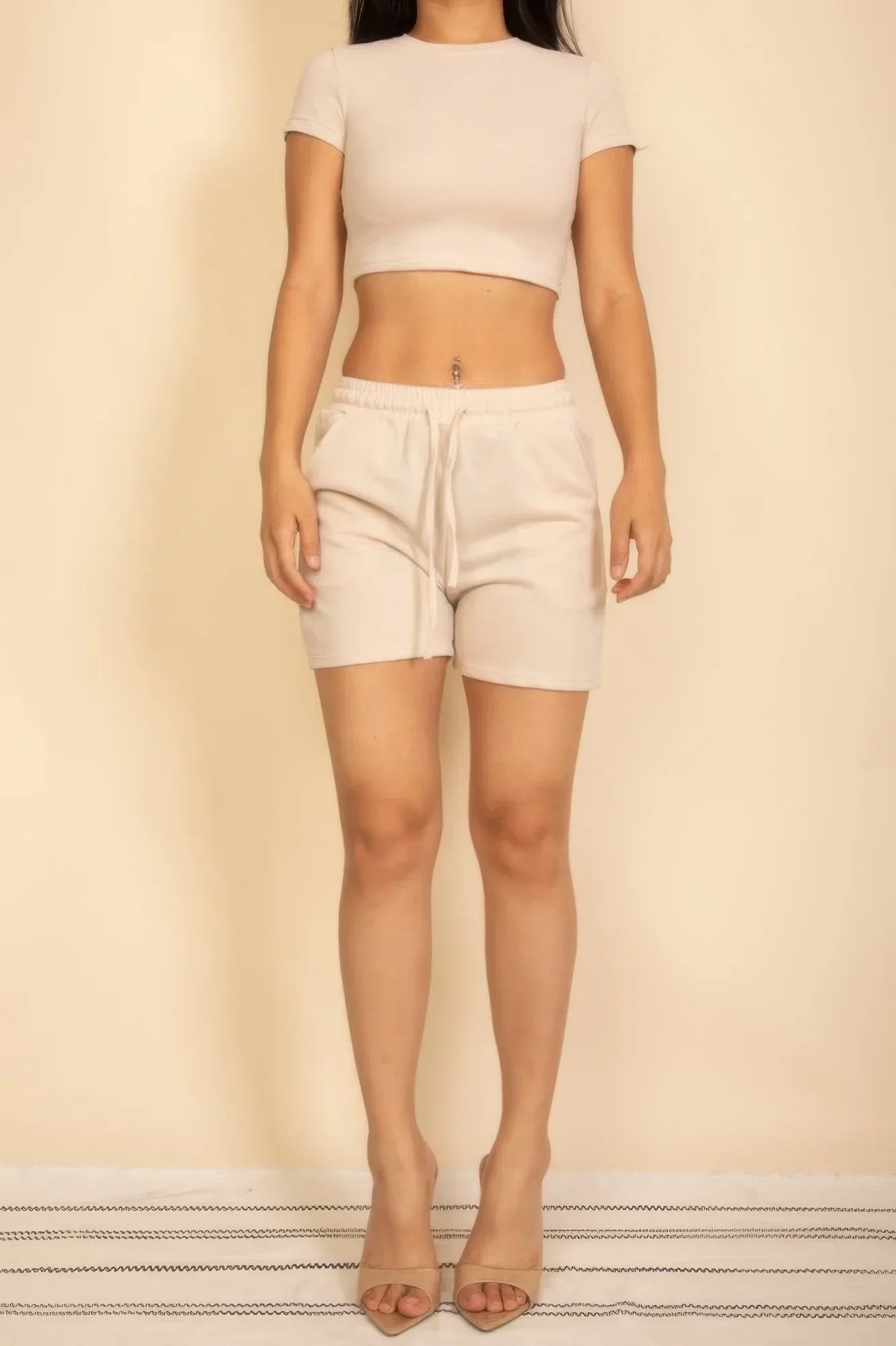Fitted Crop Tee & Adjustable Drawstring Shorts Set | Mixtshop LLC