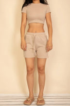 Fitted Crop Tee & Adjustable Drawstring Shorts Set | Mixtshop LLC
