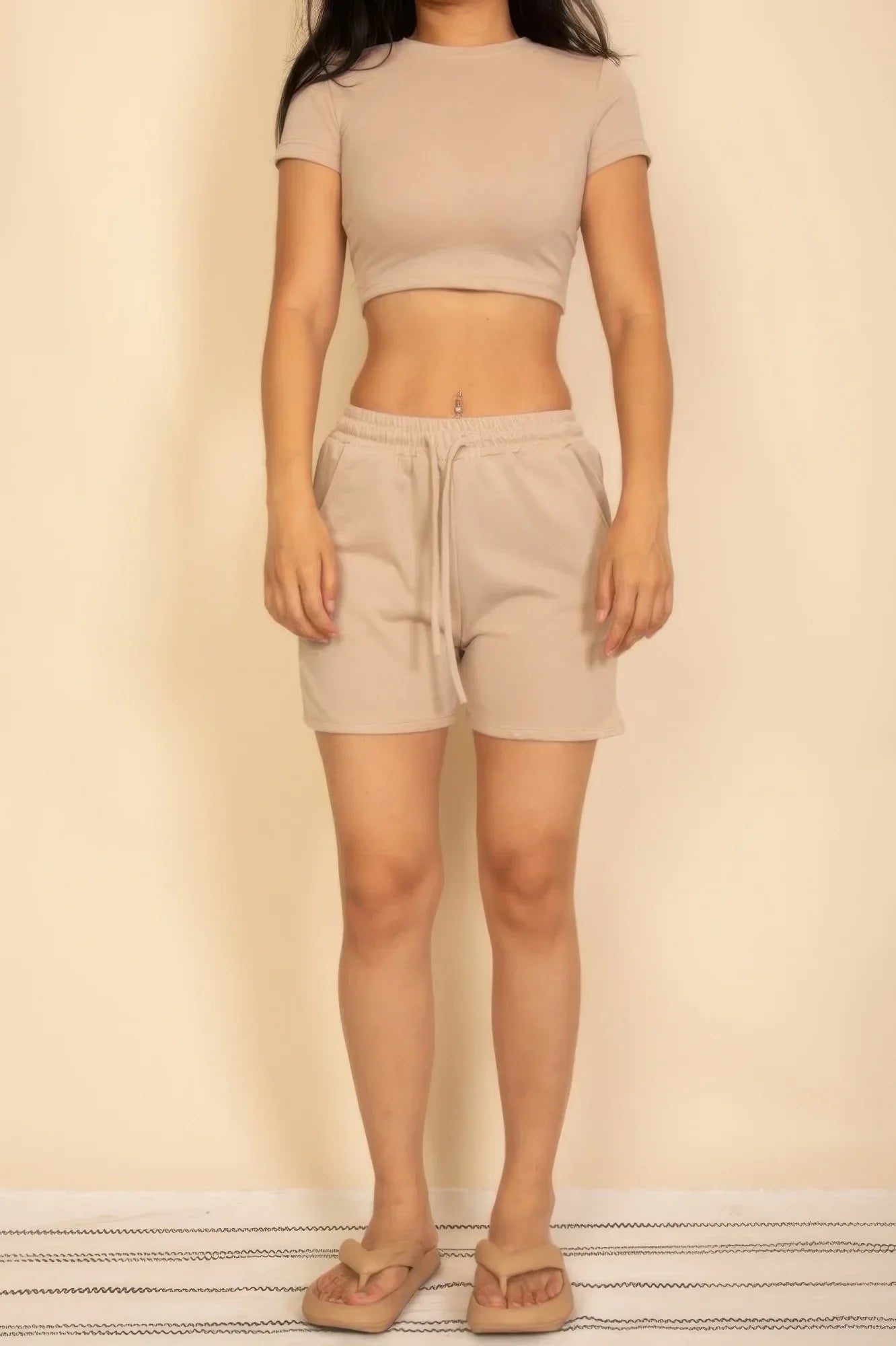Fitted Crop Tee & Adjustable Drawstring Shorts Set | Mixtshop LLC