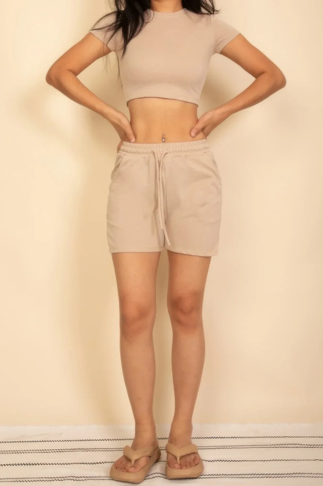 Fitted Crop Tee & Adjustable Drawstring Shorts Set | Mixtshop LLC