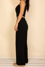Scoop Neck Button Vest & Wide Leg Pants Set | Mixtshop LLC