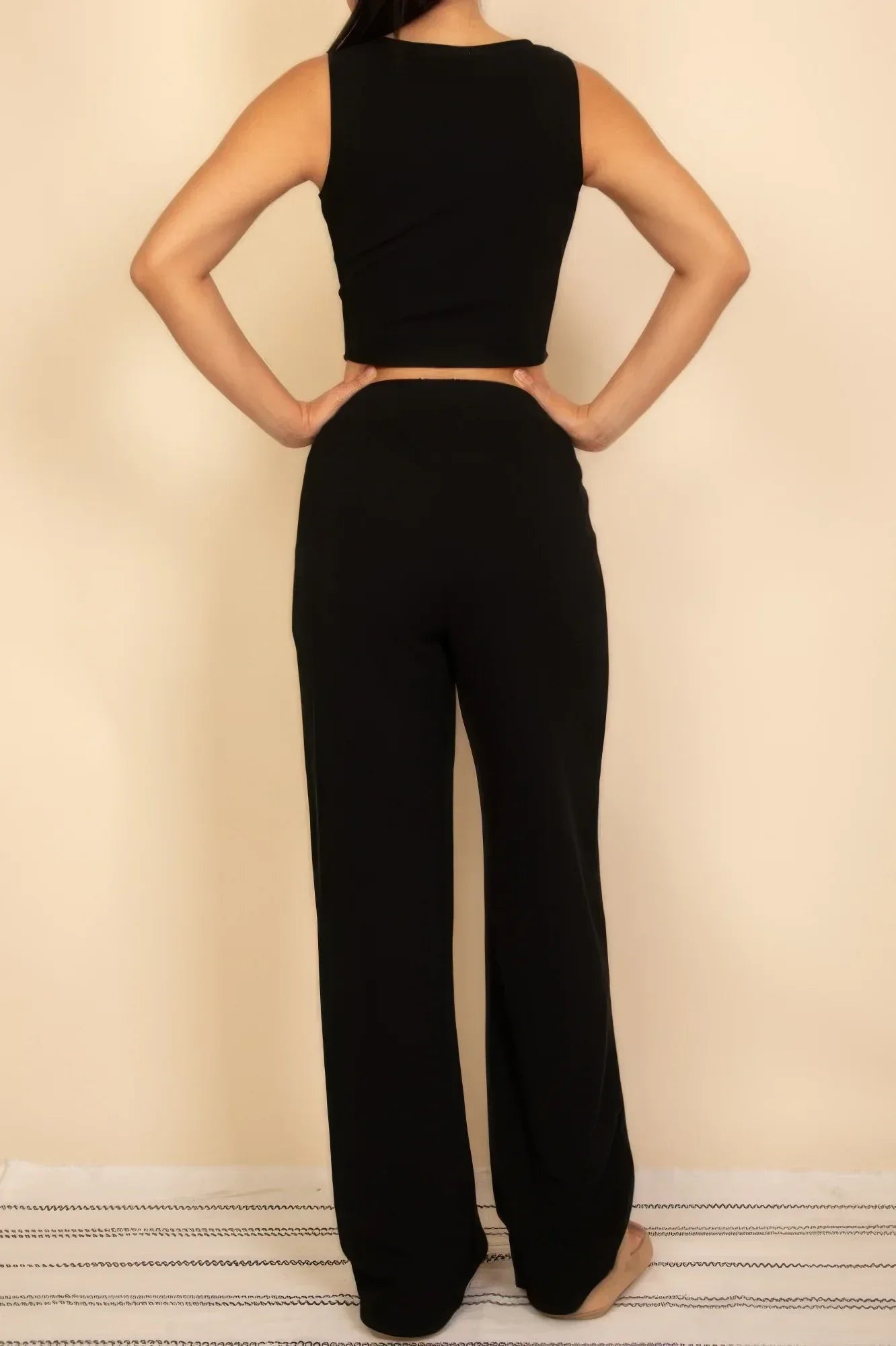Scoop Neck Button Vest & Wide Leg Pants Set | Mixtshop LLC
