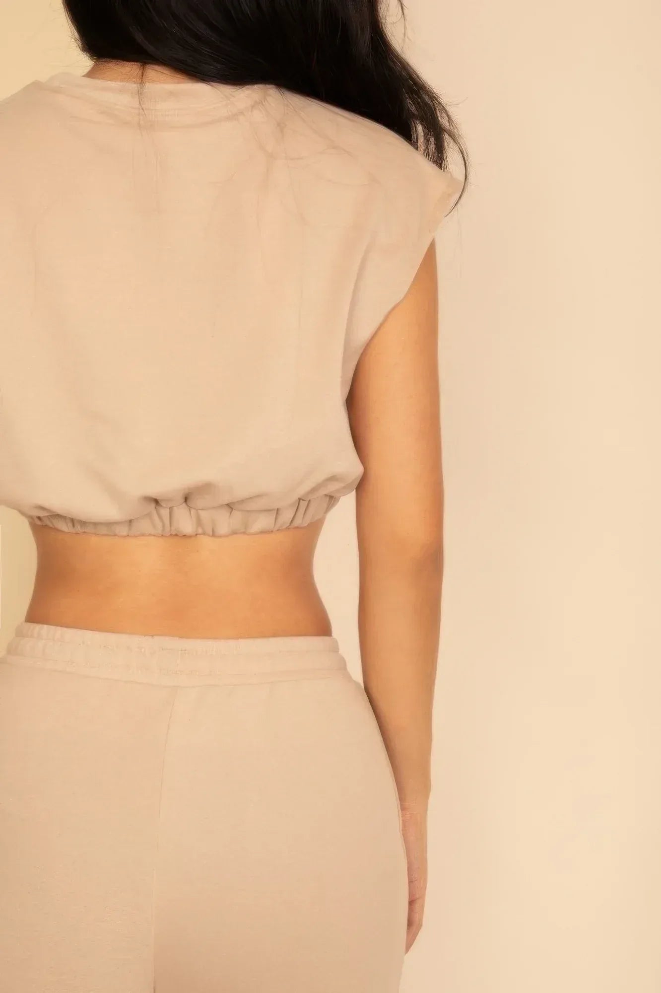 Elastic Hem Crop Top & Wide Leg Pants Set With Faux Drawstring | Mixtshop LLC
