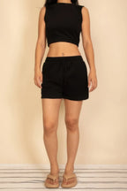 Cotton French Terry Crop Top & Shorts Set | Mixtshop LLC