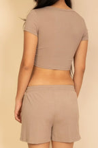 Ribbed Knit Drawstring Lounge Shorts Set | Mixtshop LLC