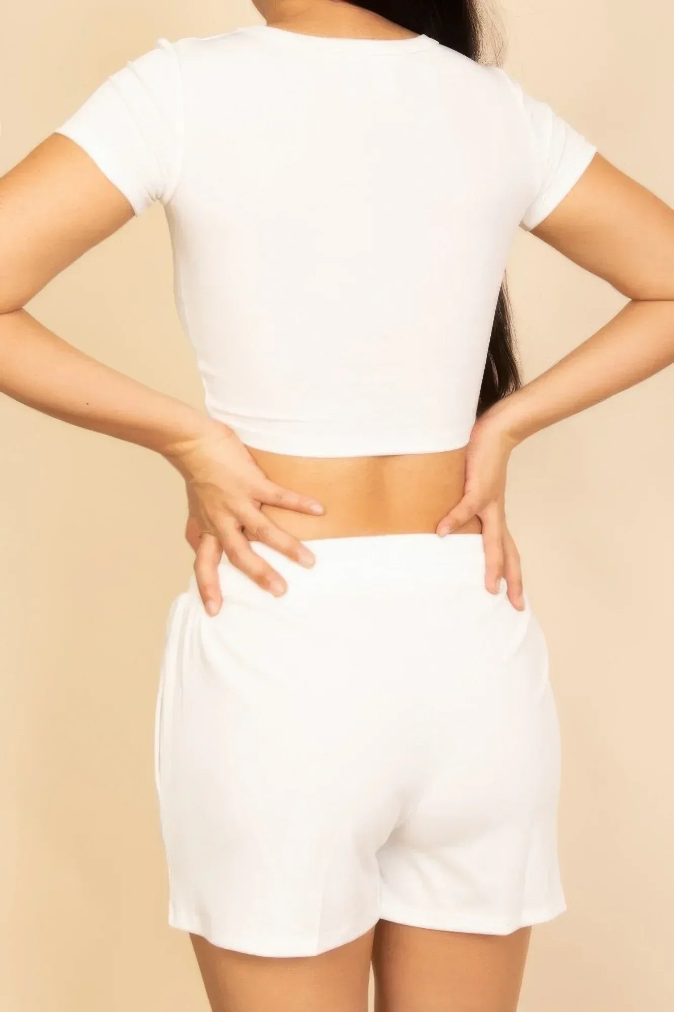Ribbed Knit Drawstring Lounge Shorts Set | Mixtshop LLC