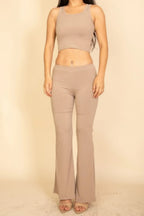 Ribbed Sleeveless Crop Top & Flared Pants Set | Mixtshop LLC