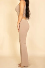 Ribbed Sleeveless Crop Top & Flared Pants Set | Mixtshop LLC