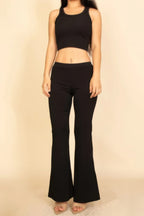 Ribbed Sleeveless Crop Top & Flared Pants Set | Mixtshop LLC