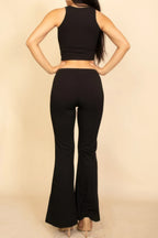 Ribbed Sleeveless Crop Top & Flared Pants Set | Mixtshop LLC