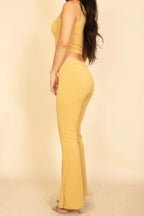 Ribbed Sleeveless Crop Top & Flared Pants Set | Mixtshop LLC