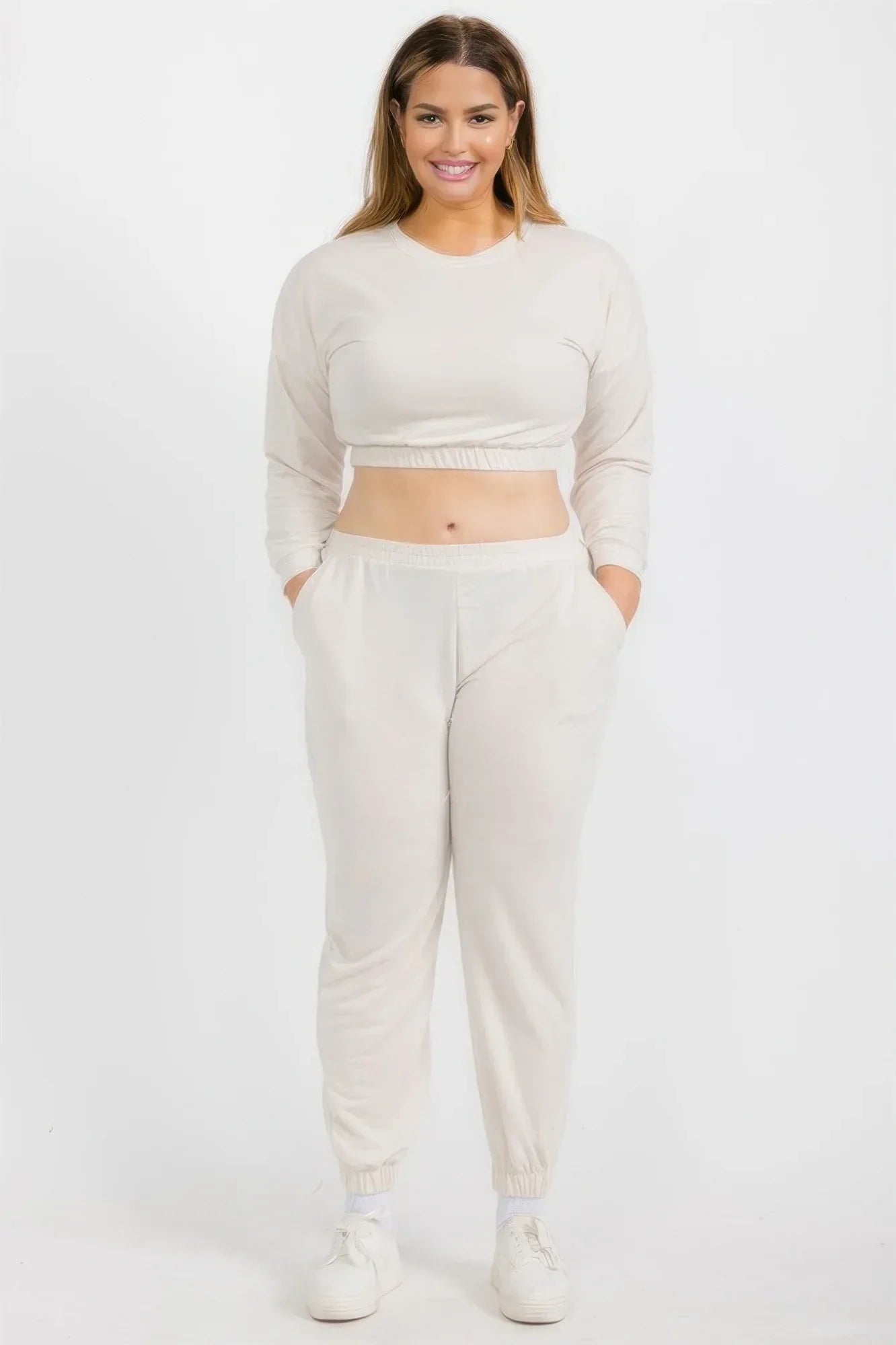 Plus Size French Terry Pullover & Joggers Set | Mixtshop LLC Main image