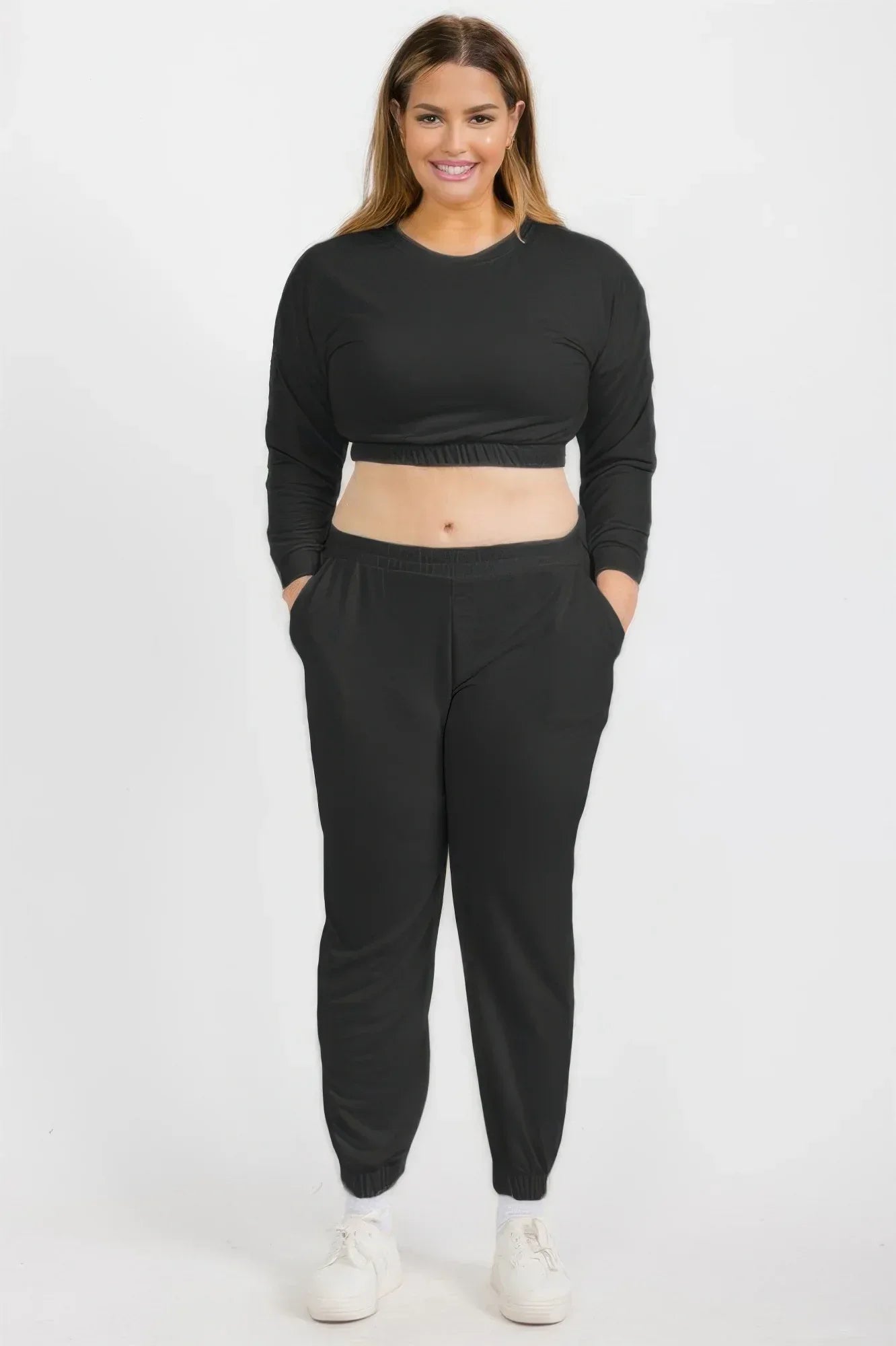 Plus Size French Terry Pullover & Joggers Set | Mixtshop LLC