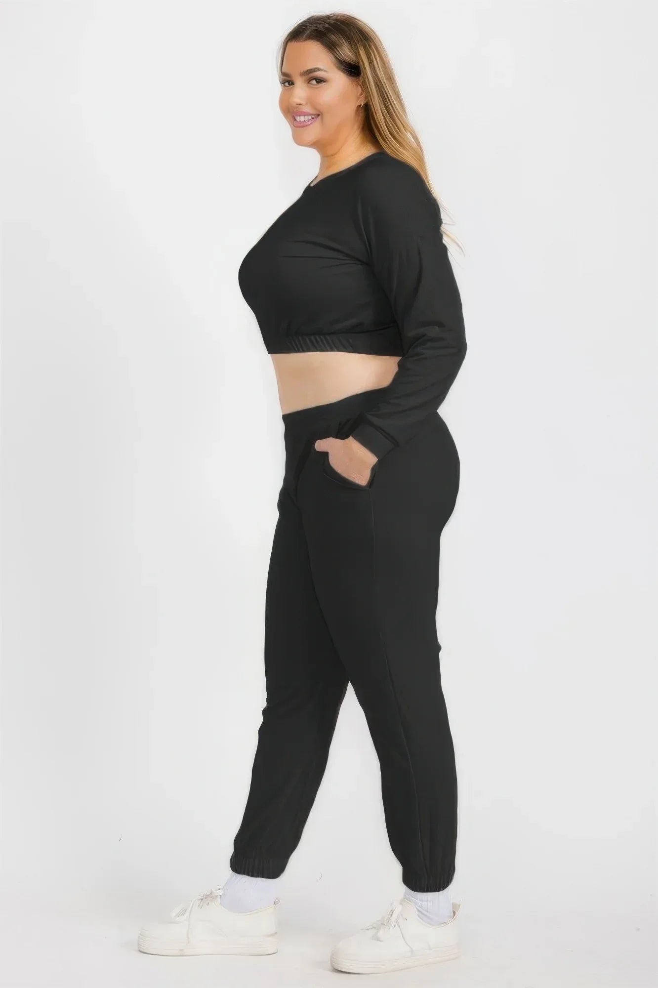 Plus Size French Terry Pullover & Joggers Set | Mixtshop LLC