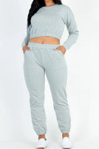 Plus Size French Terry Pullover & Joggers Set | Mixtshop LLC