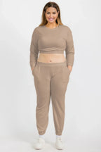 Plus Size French Terry Pullover & Joggers Set | Mixtshop LLC