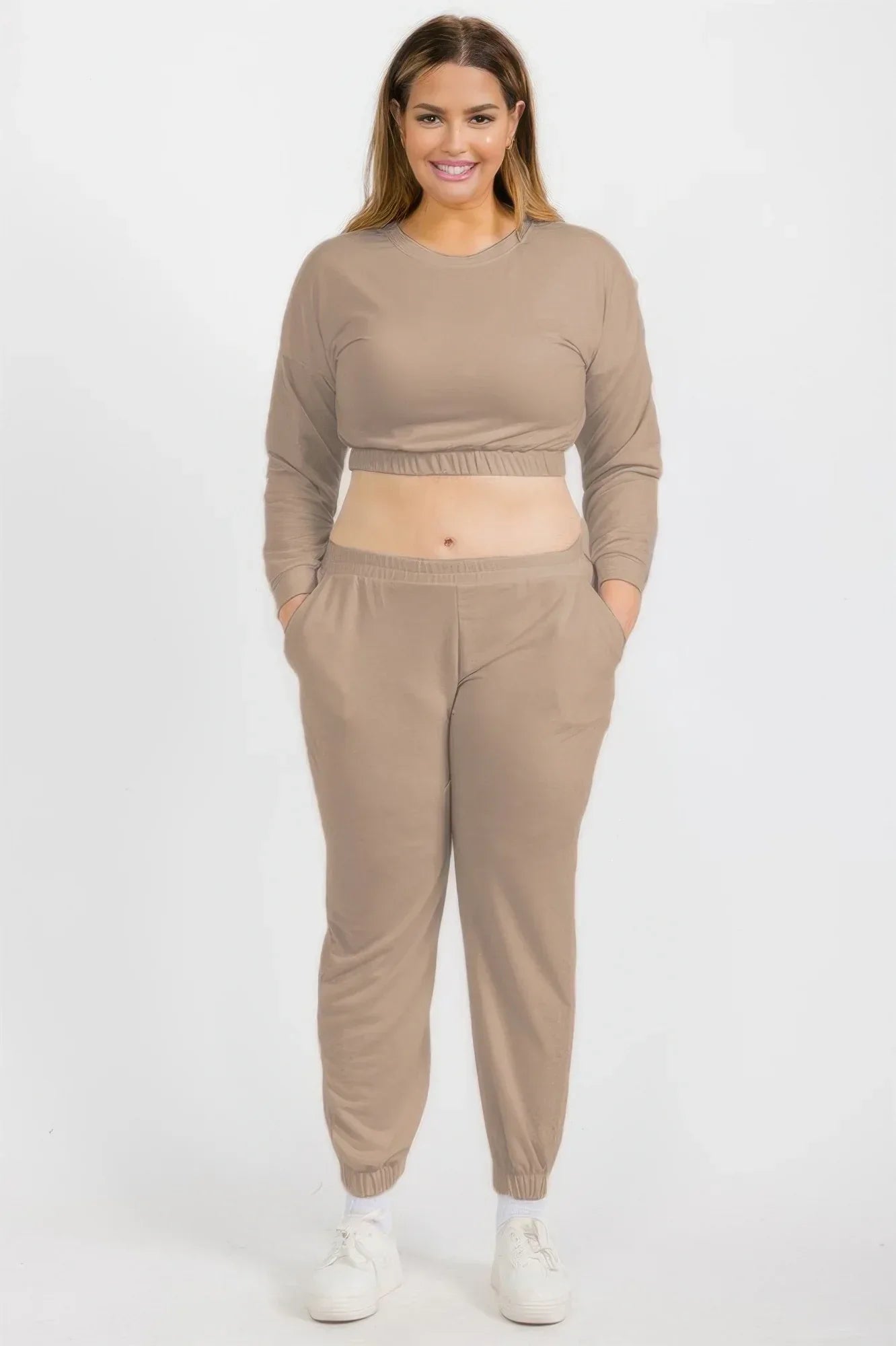 Plus Size French Terry Pullover & Joggers Set | Mixtshop LLC