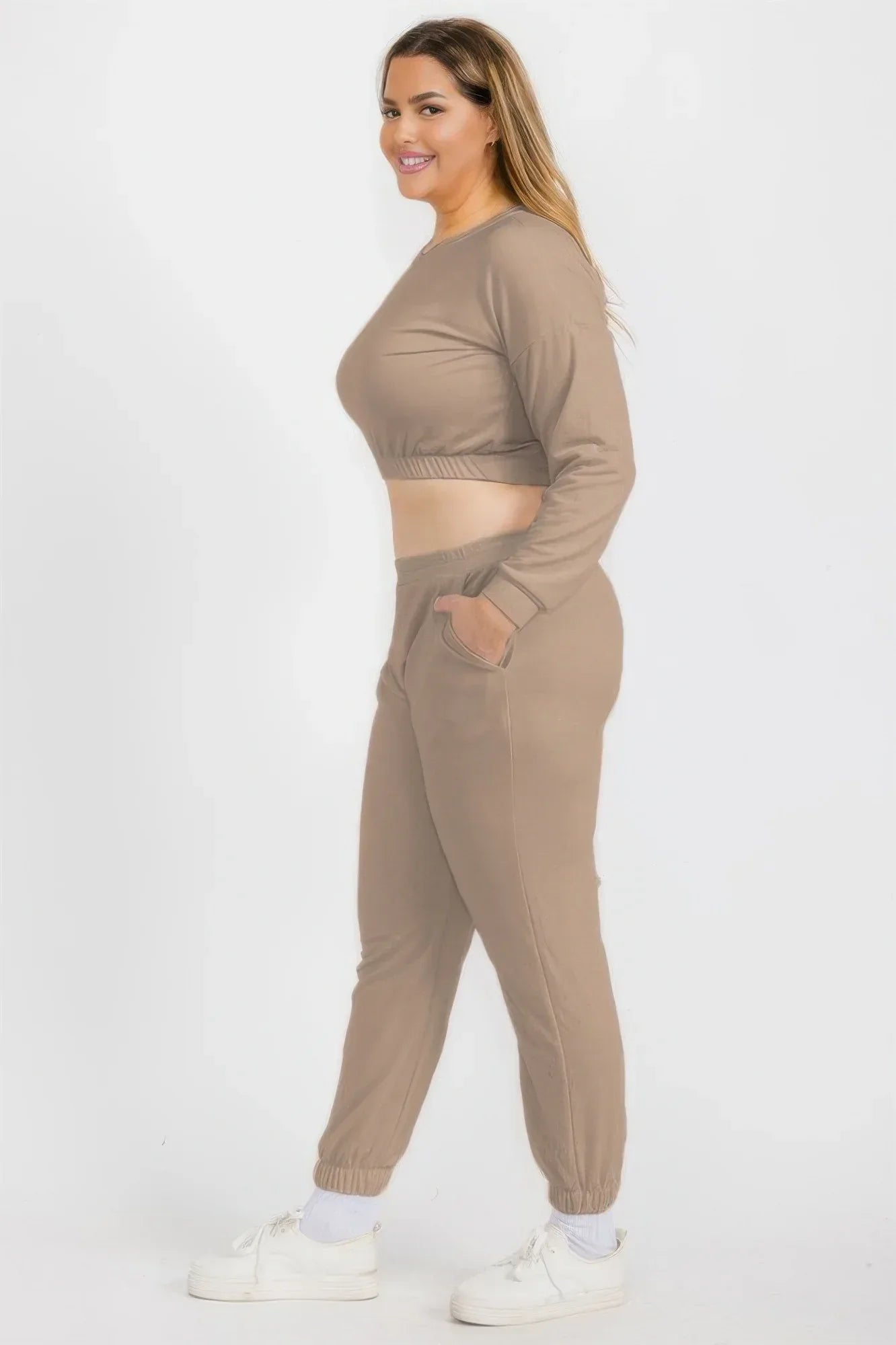 Plus Size French Terry Pullover & Joggers Set | Mixtshop LLC