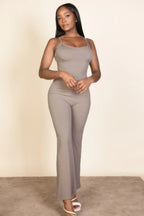 Ribbed Sleeveless Wide Leg Jumpsuit | Mixtshop LLC