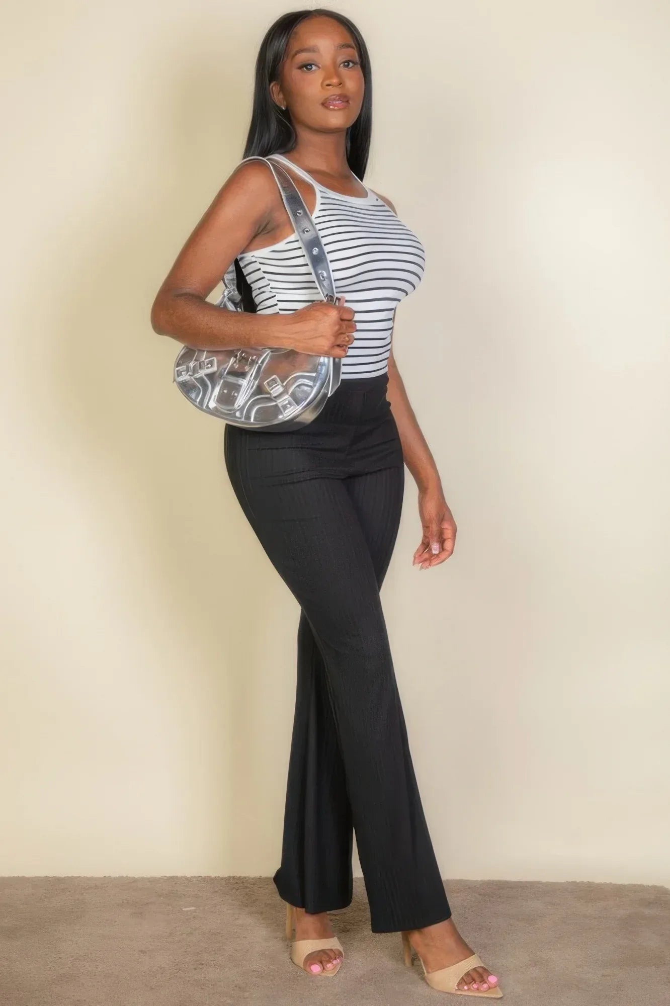 Stripe Knit Halter Sleeveless Top | Mixtshop LLC