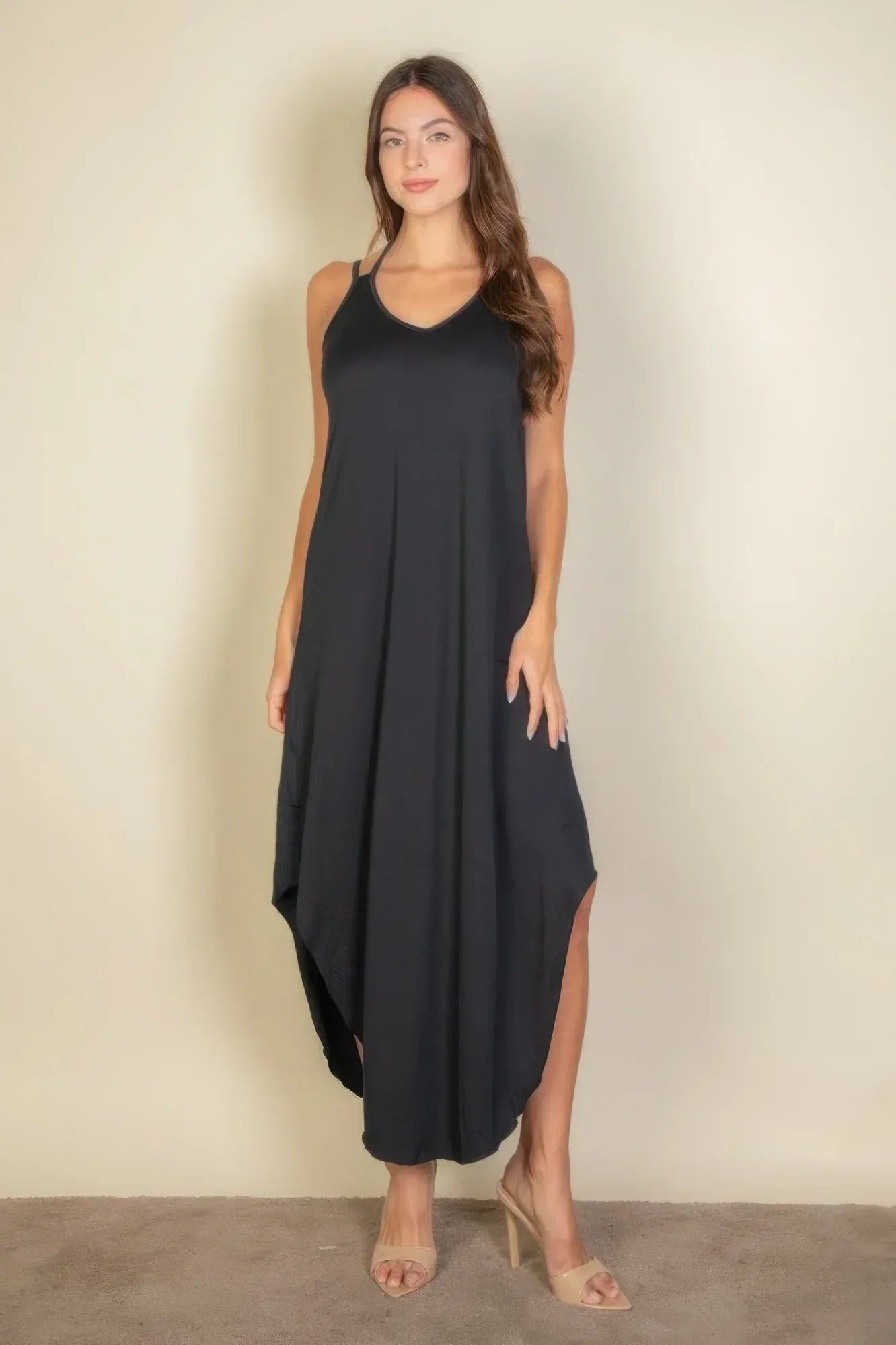 Solid Cami Double Strap Loose Fit Dress | Mixtshop LLC