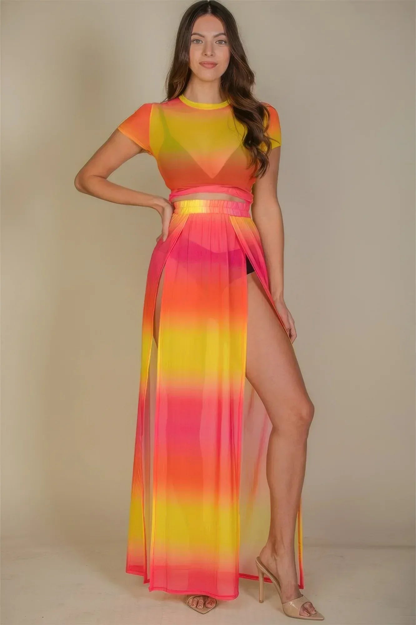 High Split Mesh Sheer Maxi Skirt | Mixtshop LLC