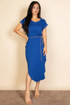 Hidden Pocket Batwing Sleeve V Neck Long Dress | Mixtshop LLC