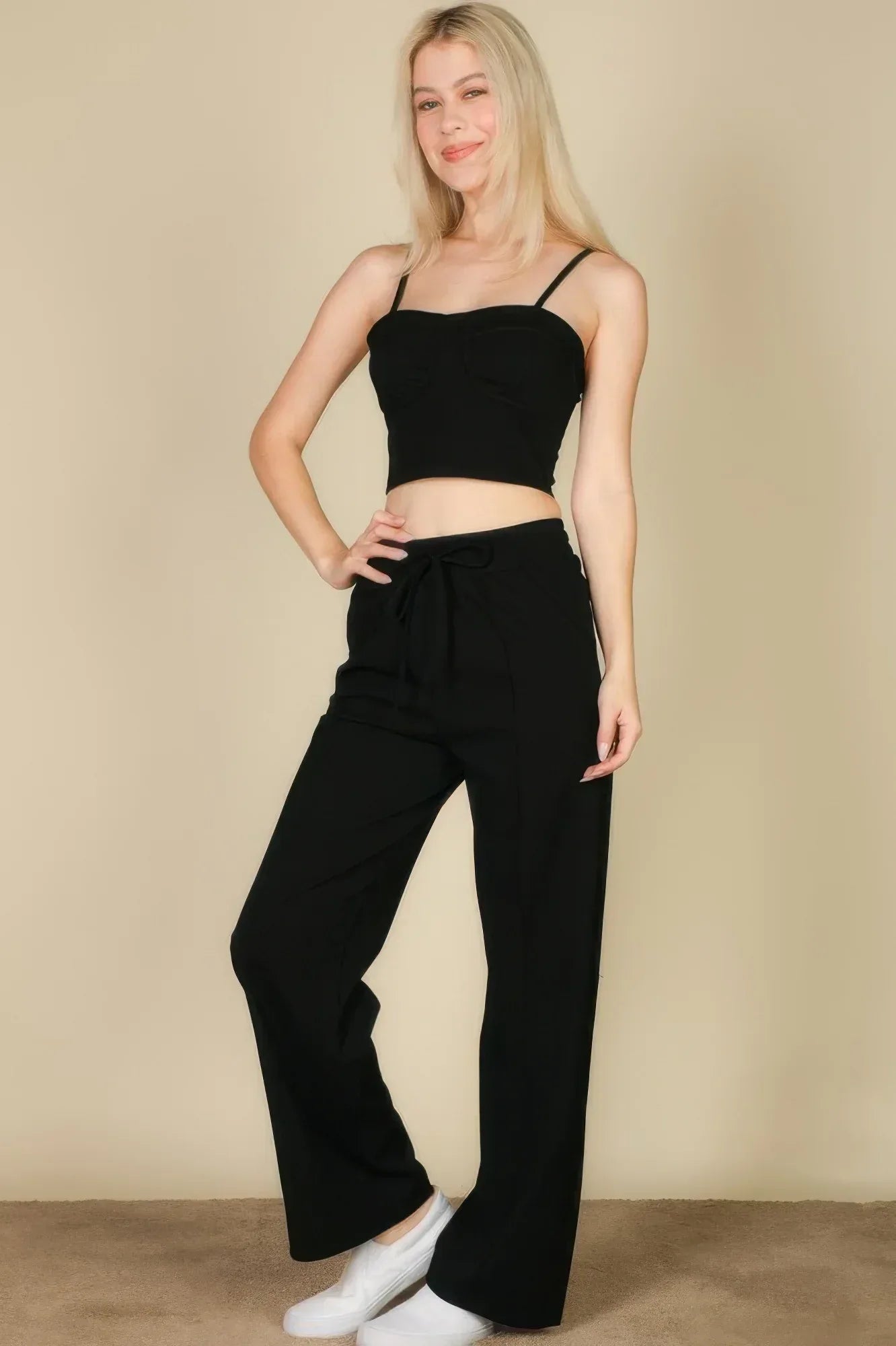 Bustier Crop Cami Top & Slant Pocket Straight Pants Secondary image