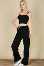 Bustier Crop Cami Top & Slant Pocket Straight Pants | Mixtshop LLC