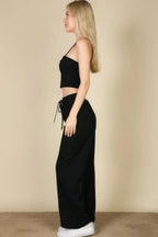 Bustier Crop Cami Top & Slant Pocket Straight Pants | Mixtshop LLC