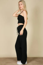 Bustier Crop Cami Top & Slant Pocket Straight Pants | Mixtshop LLC