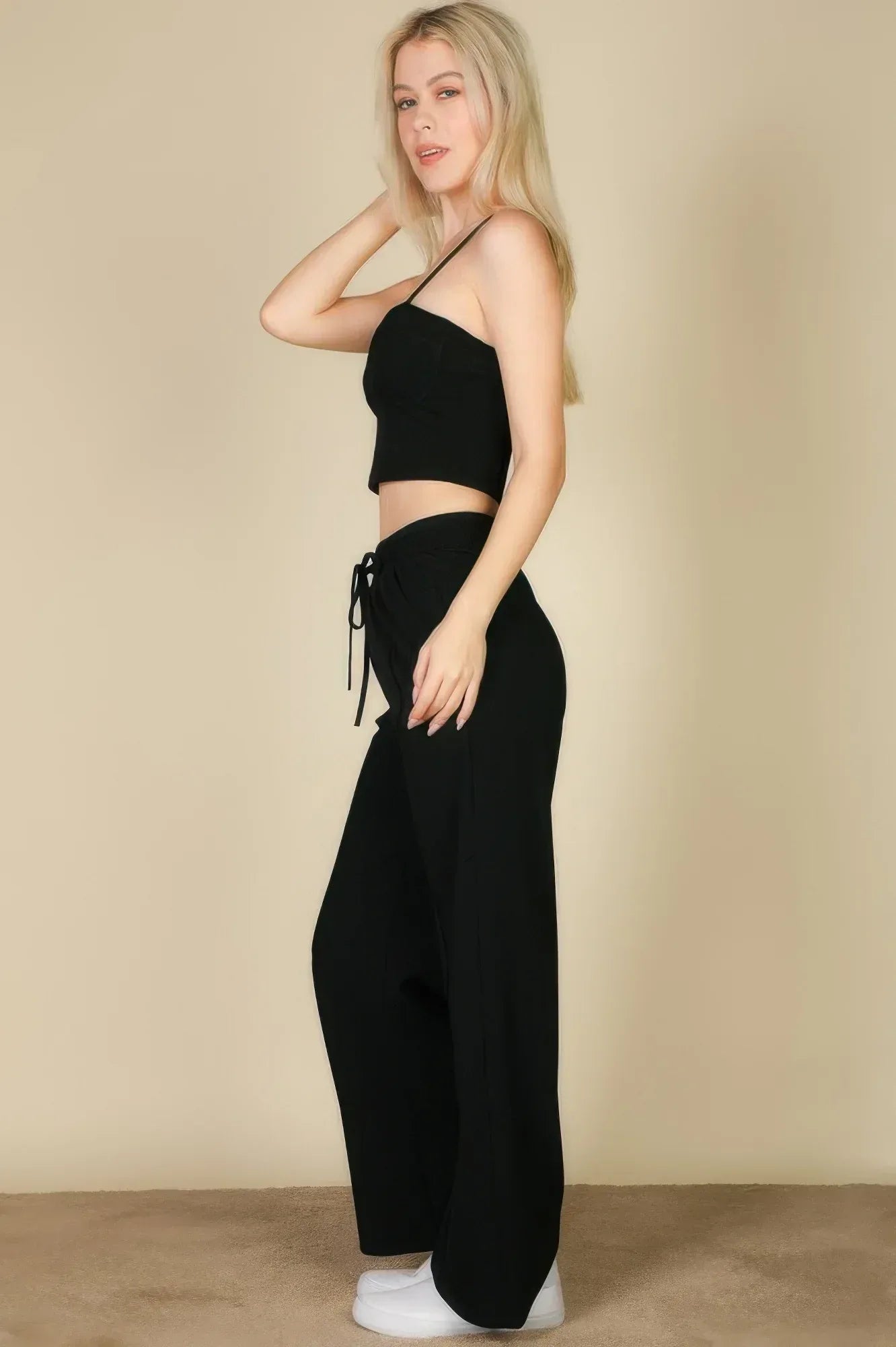 Bustier Crop Cami Top & Slant Pocket Straight Pants | Mixtshop LLC