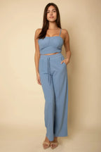 Bustier Crop Cami Top & Slant Pocket Straight Pants | Mixtshop LLC