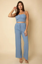 Bustier Crop Cami Top & Slant Pocket Straight Pants | Mixtshop LLC