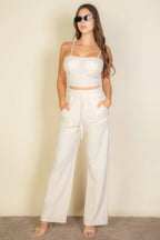 Bustier Crop Cami Top & Slant Pocket Straight Pants | Mixtshop LLC