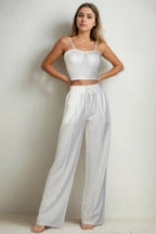 Bustier Crop Cami Top & Slant Pocket Straight Pants | Mixtshop LLC