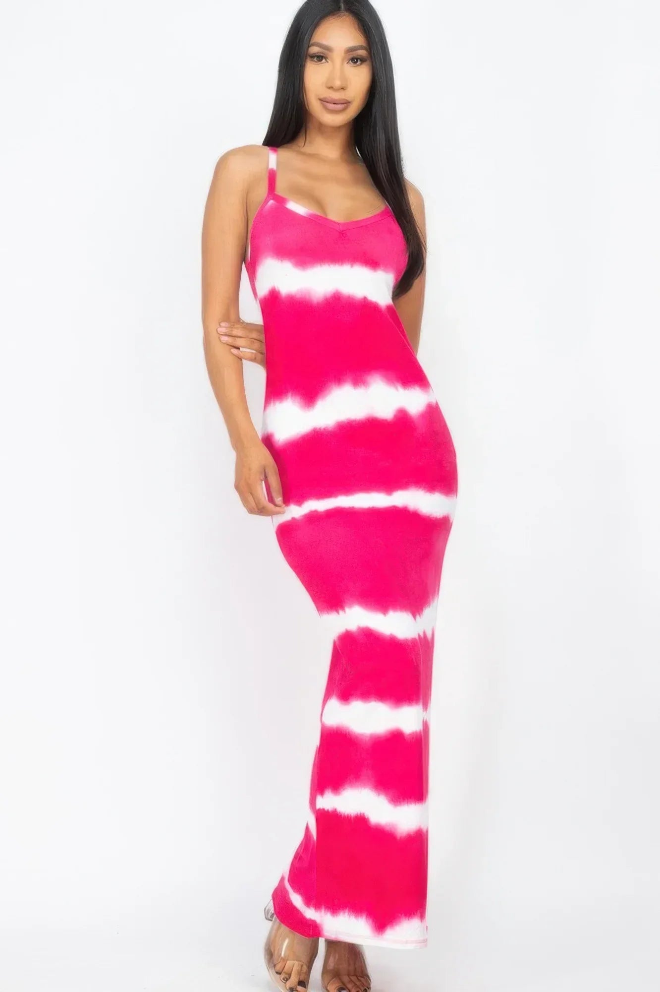 Stripe Tie-dye Printed Maxi Dress | Mixtshop LLC