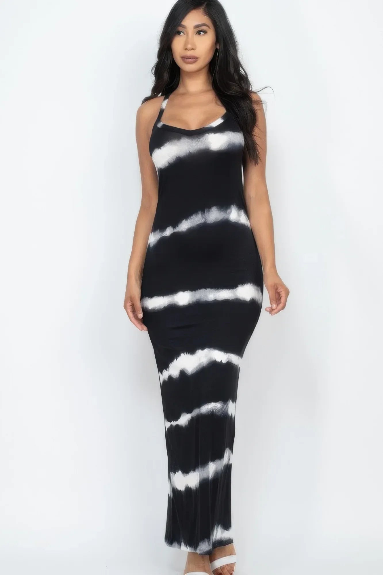 Stripe Tie-dye Printed Maxi Dress | Mixtshop LLC