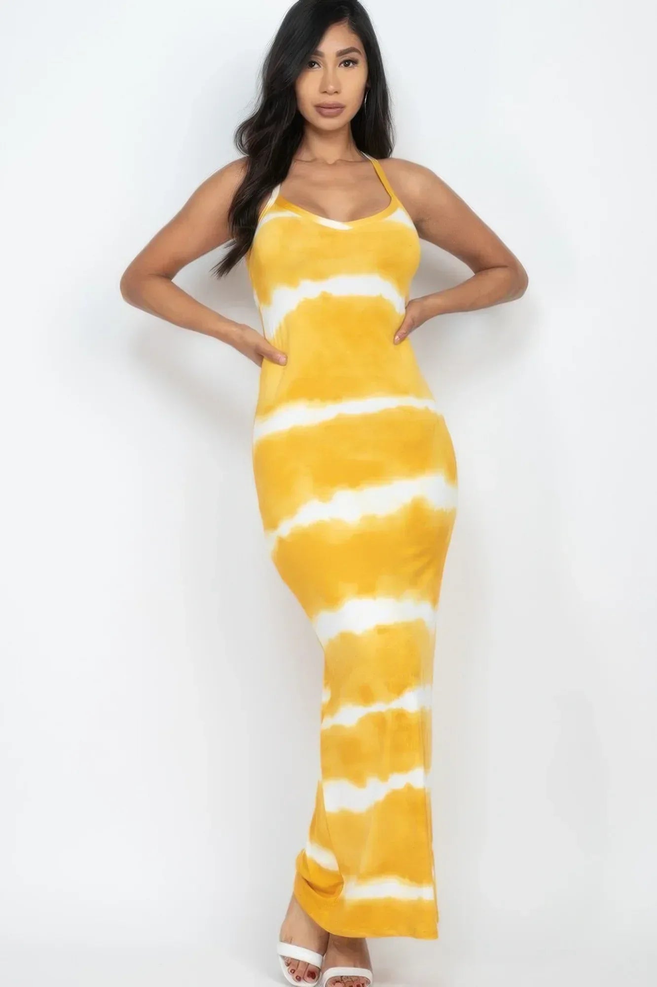 Stripe Tie-dye Printed Maxi Dress | Mixtshop LLC