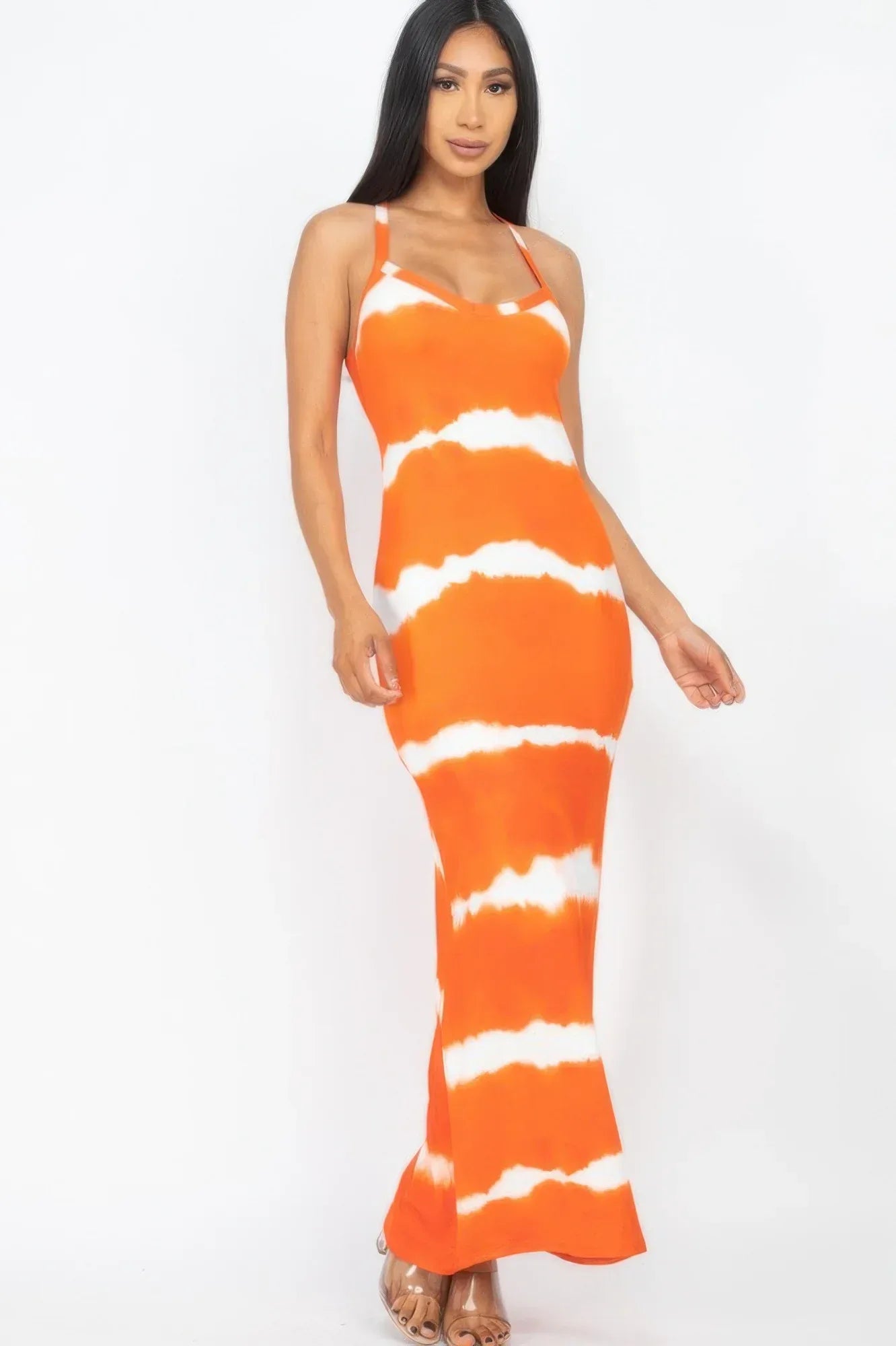 Stripe Tie-dye Printed Maxi Dress | Mixtshop LLC