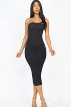 Strapless Tube Bodycon Midi Dress | Mixtshop LLC