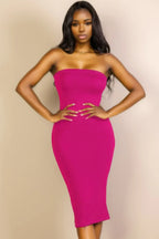 Strapless Tube Bodycon Midi Dress | Mixtshop LLC