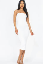 Strapless Tube Bodycon Midi Dress | Mixtshop LLC