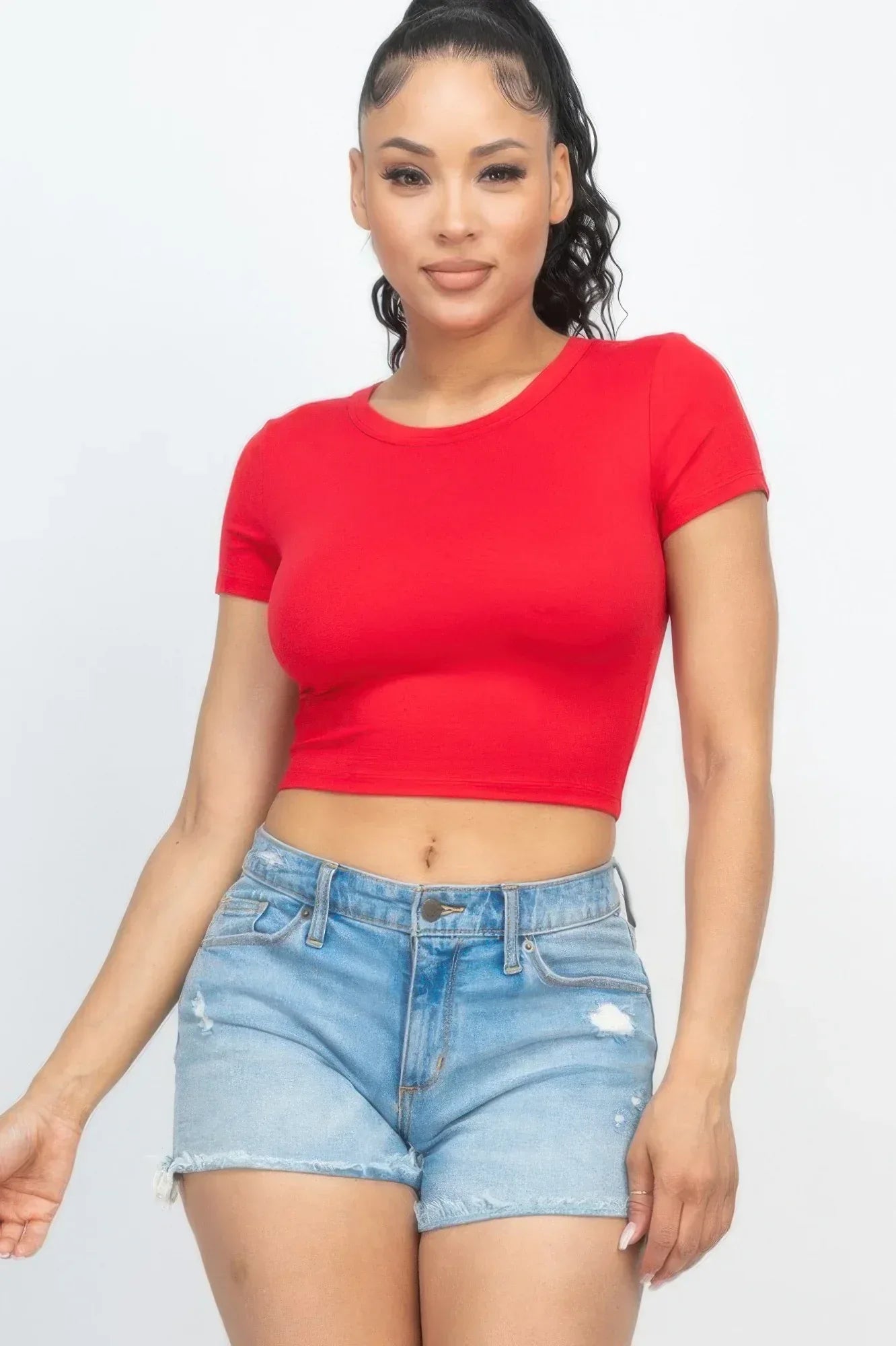 Short Sleeve Roundneck Crop Top | Mixtshop LLC