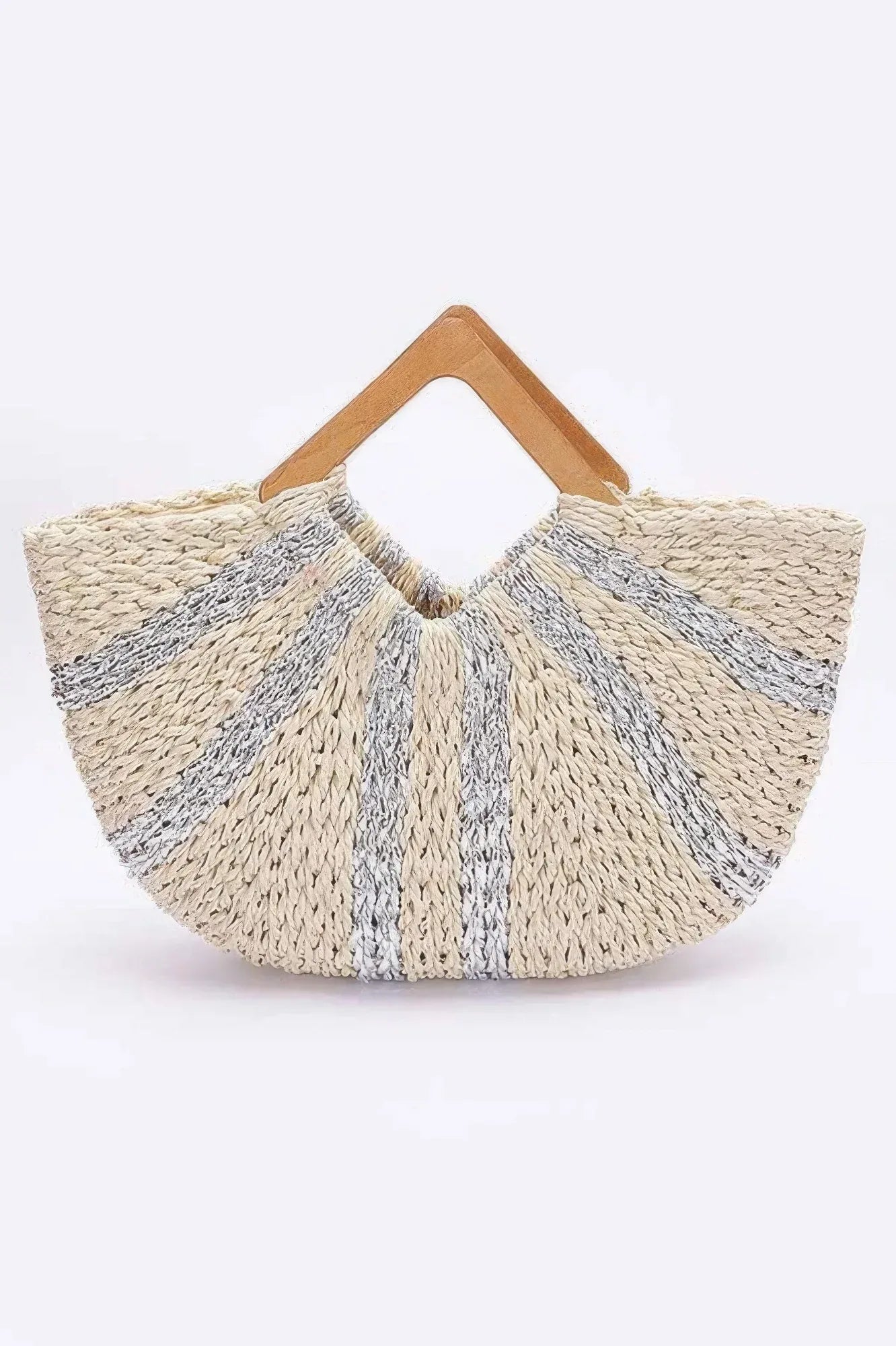 Fauxstraw Handmade Metallic Stripe Woodenhandlebag Secondary image