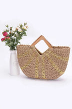 Fauxstraw Handmade Metallic Stripe Woodenhandlebag | Mixtshop LLC