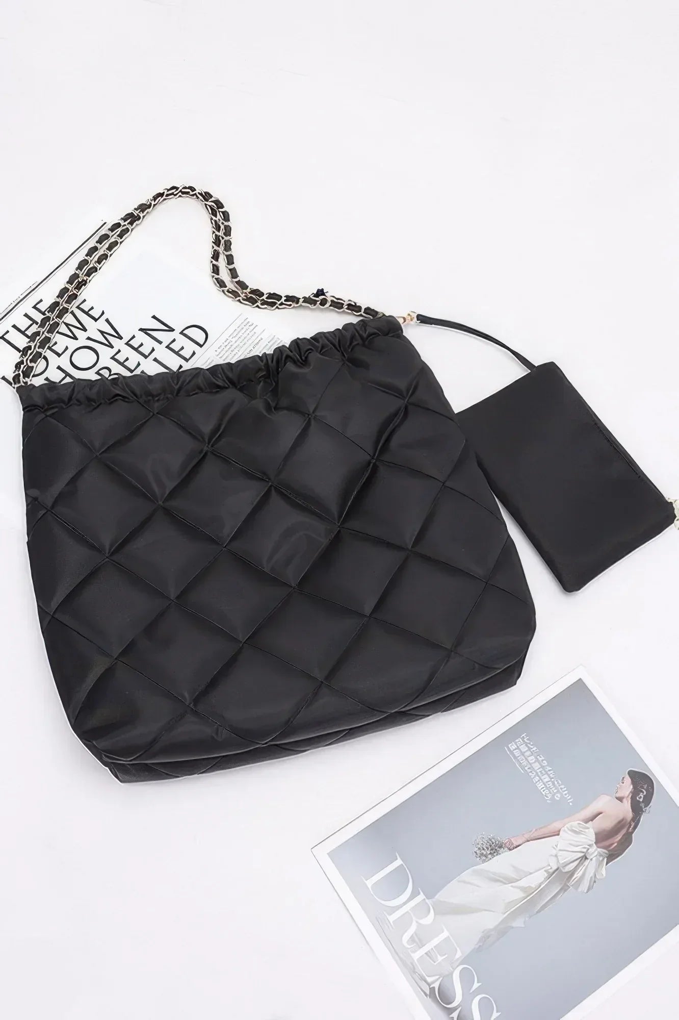 Quilted Padding Nylon Metal Chain Shoulder Bag | Mixtshop LLC