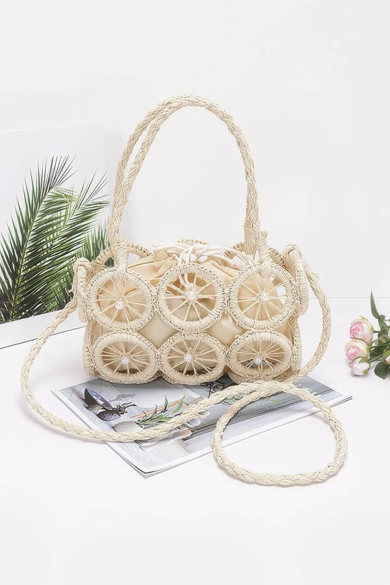 Faux Straw Multi Round Handmade Crossbody Bag | Mixtshop LLC Main image