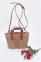 Faux Straw Top Handle Small Tote Bag | Mixtshop LLC